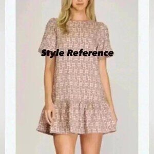 Copper Key Floral Mini Dress Short Sleeve Size Large